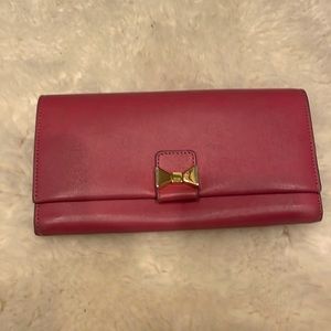 Chloe Barbiecore large pink calfskin wallet with gold detail